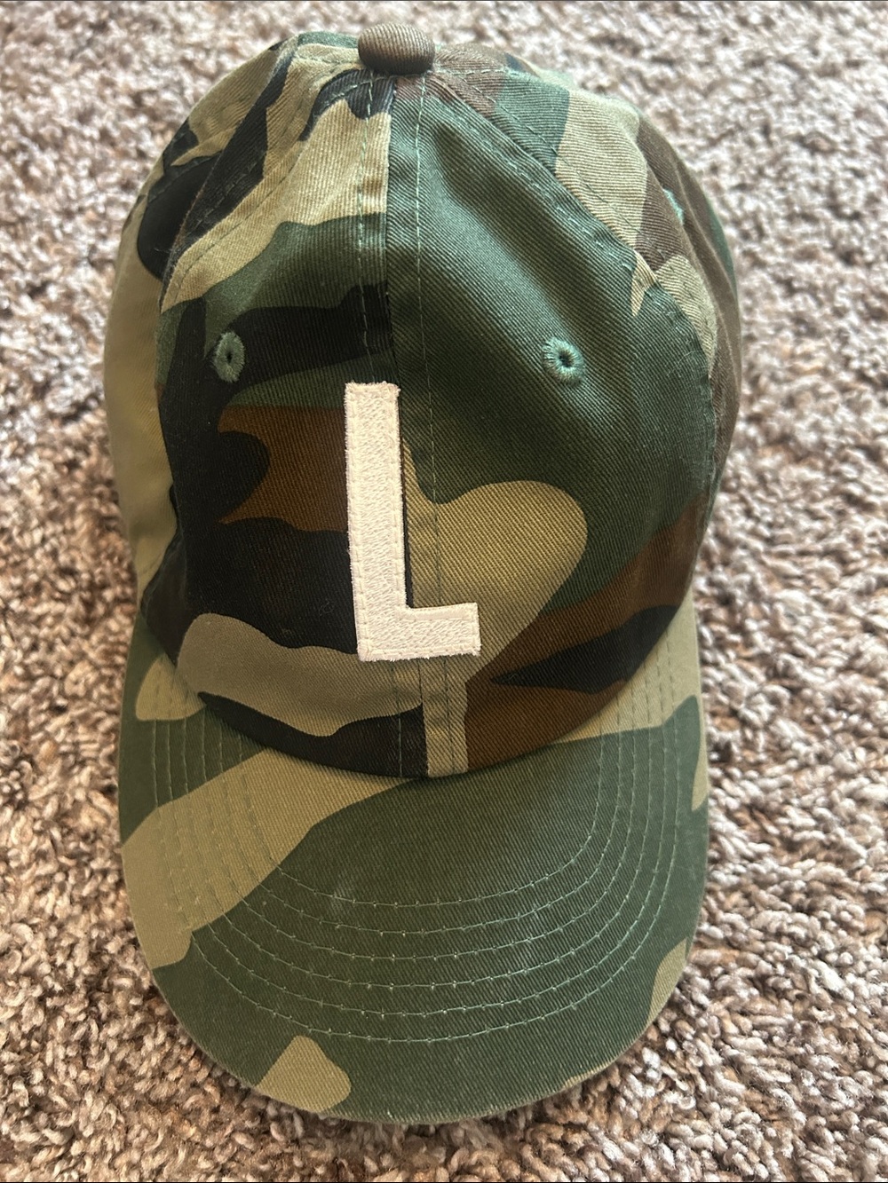 Kids Camo Baseball Cap with 'L' Patch - Green